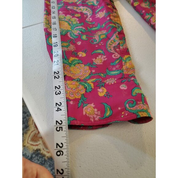 Lauren Ralph Lauren 100% Silk Womens 2XL Pink Green Paisley Button Up Shirt Art - Picture 9 of 13